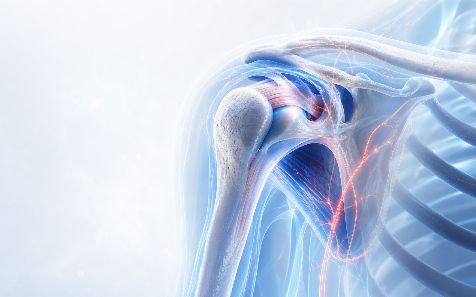 Detailed anatomical view of the shoulder joint